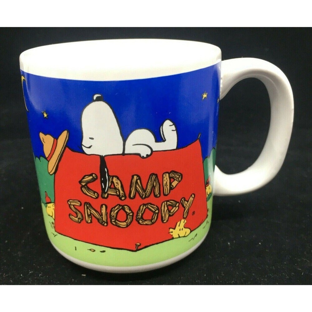 Snoopy Peanuts Schulz Coffee Mug Camp Knotts Berry Farm UFS Dog House Blue Red
